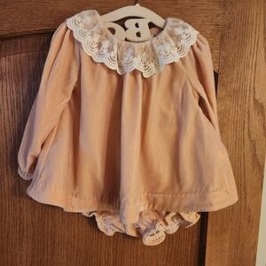 Janie and Jack Peach Dress with Lace Collar